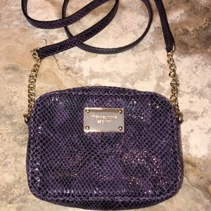 MICHAEL KORS purple snakeskin crossbody bag